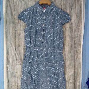J. Khaki Girls Button Up Blue Polka Dot Dress